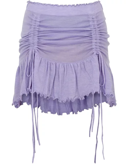 Cannari Concept Ruffled Wool Mini Skirt - Lilac - 32 (UK4 / Xxs)