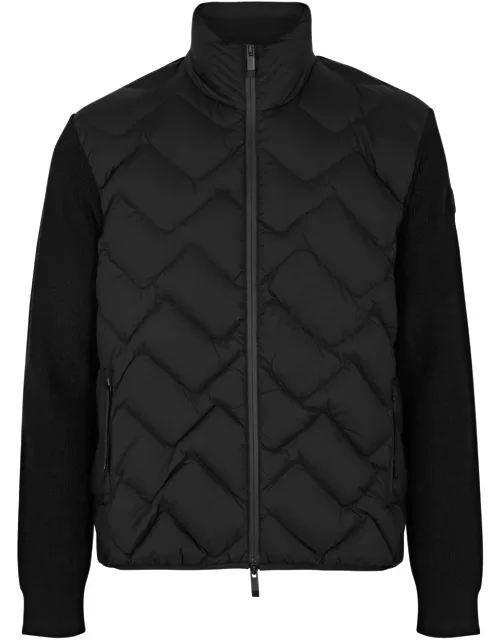Moncler Quilted Shell and Ribbed-knit Cardigan - Black