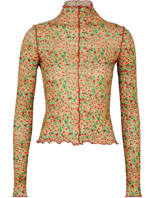 Siedres Nira Floral-print Jersey top - Multicoloured - M (UK12 / M)