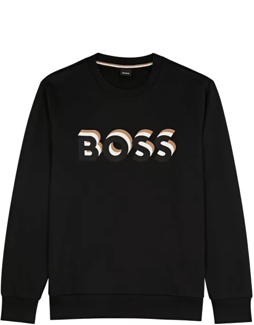 Boss Logo Cotton Sweatshirt - Black