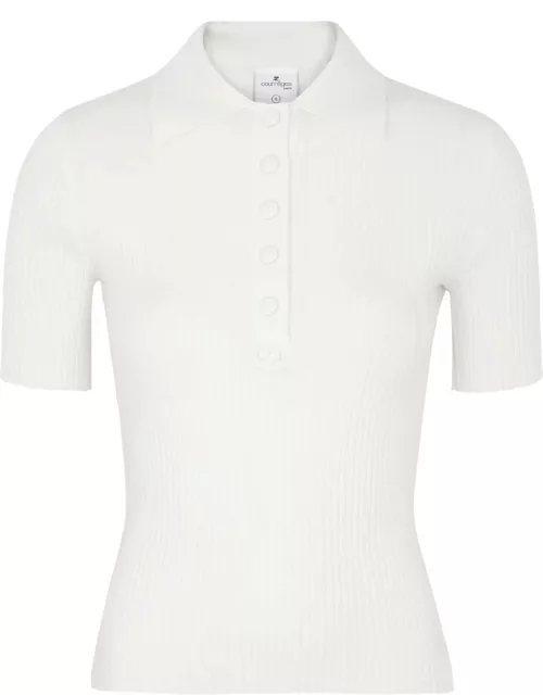 Courrèges Ribbed-knit Polo top - White - S (UK8-10 / S)