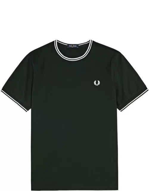 Fred Perry Logo-embroidered Cotton T-shirt - Dark Green