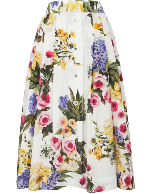 Dolce & Gabbana Floral-print Cotton Midi Skirt - Multicoloured - 44 (UK12 / M)