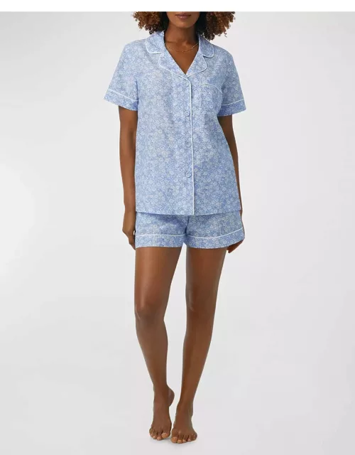 Floral-Print Cotton-Silk Shorty Pajama Set