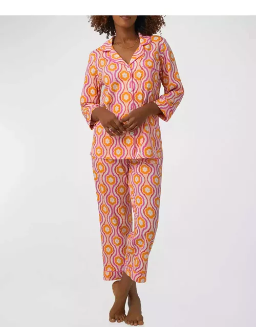 Cropped Floral-Print Cotton Jersey Pajama Set