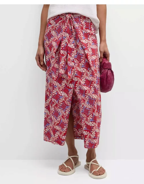 Ines Abstract-Print Faux-Wrap Maxi Skirt