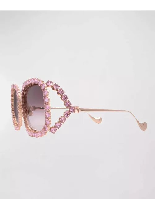 Starry Sky Rose Gold Mixed-Media Square Sunglasse