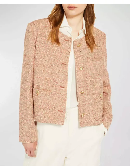 Leda Button-Front Tweed Jacket