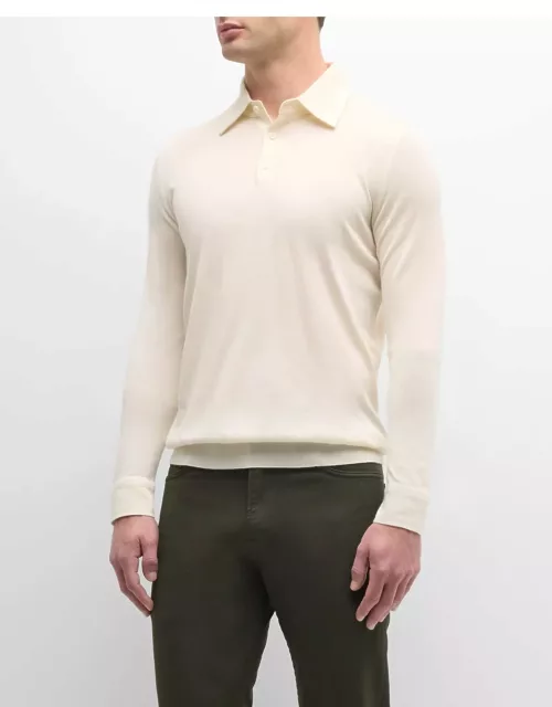 Men's Cashmere-Silk Polo Sweater