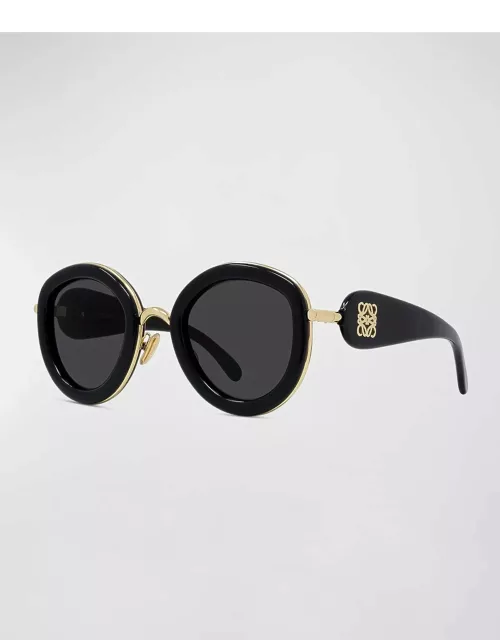 Golden Anagram Acetate Round Sunglasse