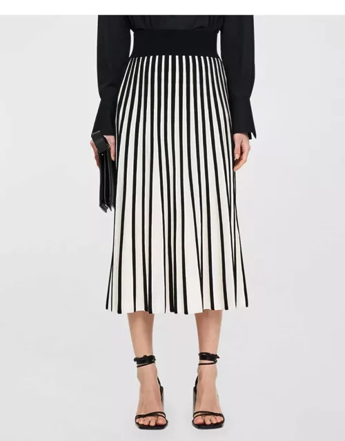 Contrast Pleated A-Line Midi Skirt
