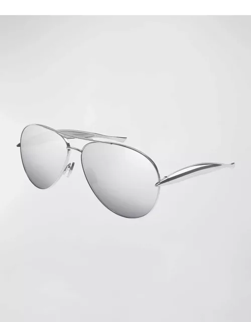 Curved Metal Aviator Sunglasse