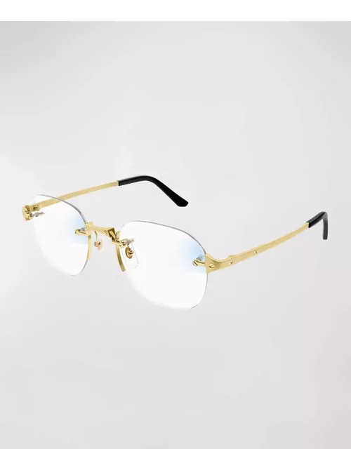 Men's Rimless Metal Oval Sunglasse