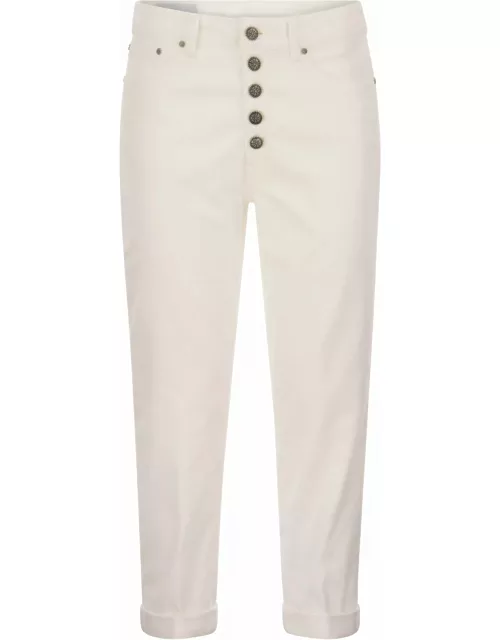 Dondup Koons - Multi-striped Velvet Trousers With Jewelled Button