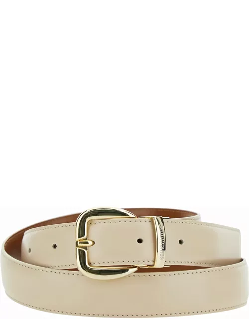 SEMICOUTURE gea Light Beige Belt With Engraved Logo In Leather Woman