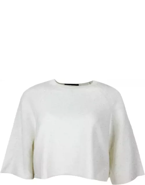 Fabiana Filippi Cape, Crew-neck And Half-sleeved Sweater In Cotton And Linen