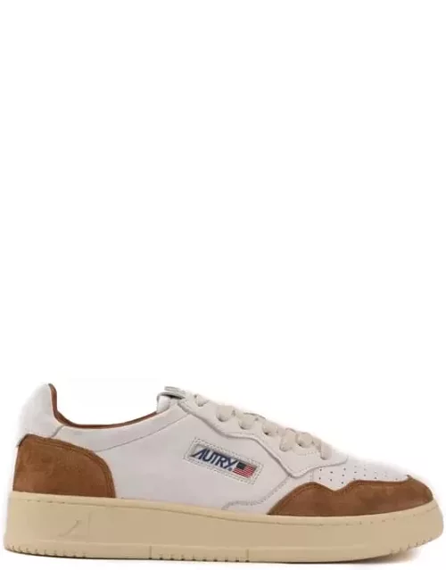 Autry Medialist Low Sneakers In Goatskin And Suede