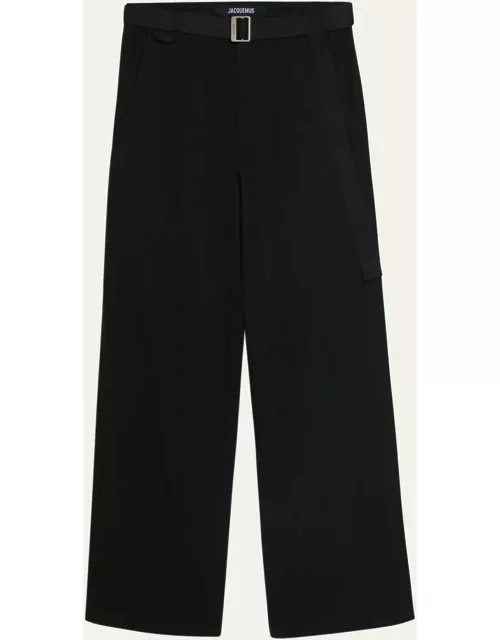 Men's Belted Straight Cotton Pant