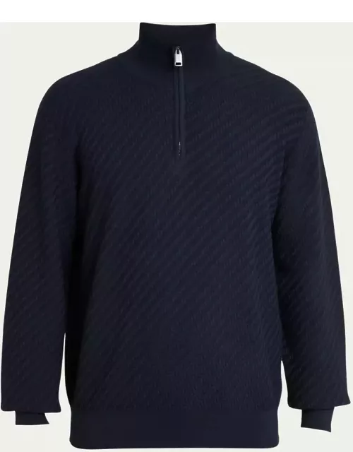Men's Cotton-Silk Blend Quarter-Zip Sweater