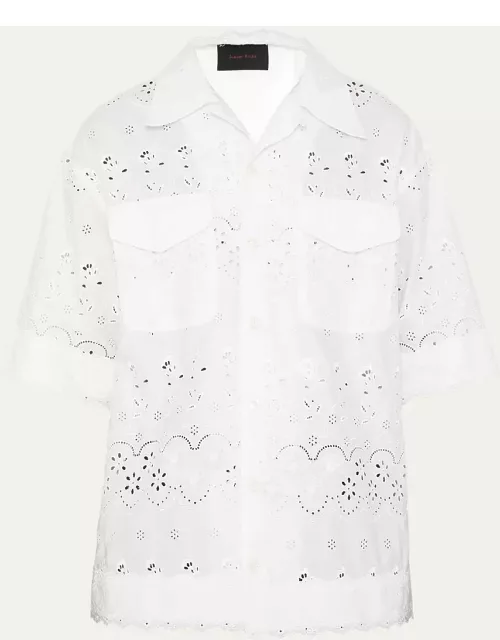 Men's Broderie Anglaise Relaxed Camp Shirt