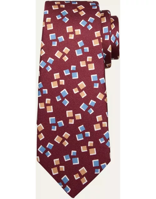 Men's Silk Mini Square-Print Tie