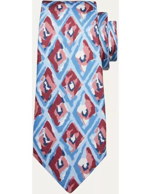 Men's Silk Diamond-Print Tie