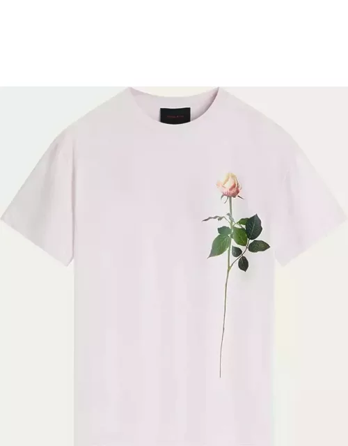 Men's Cotton Rose Stem-Print T-Shirt