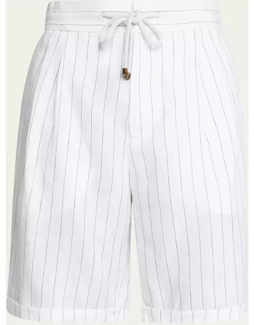 Men's Stripe Linen Bermuda Short