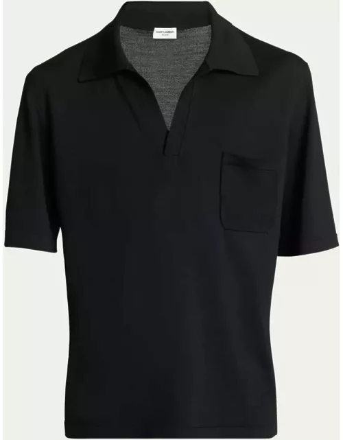 Men's Johnny-Collar Knit Polo Shirt