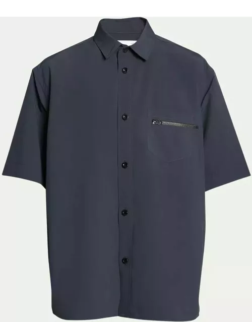 Men's Taffeta Side-Zip Button-Down Shirt