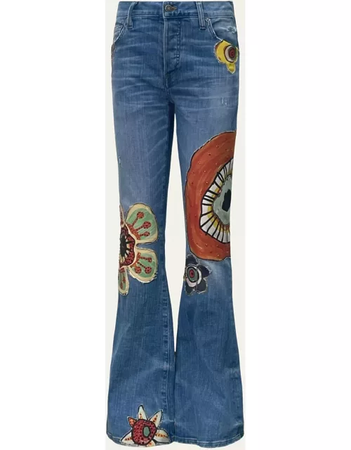 Men's Vintage Flower Patchwork Flare Jean