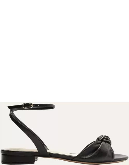 Kace Leather Knot Ankle-Strap Sandal