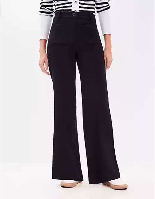 Loft Pintucked Patch Pocket Flare Pants in Doubleface