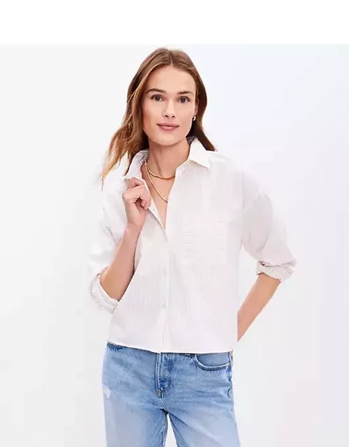 Loft Striped Cotton Blend Modern Pocket Shirt