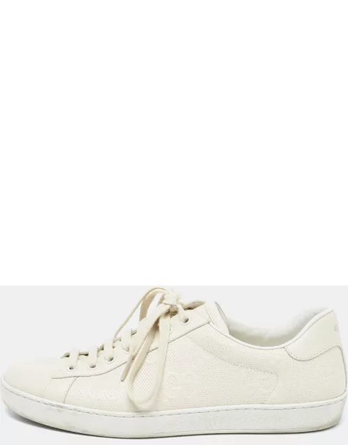 Gucci Cream GG Leather Lace Up Sneaker