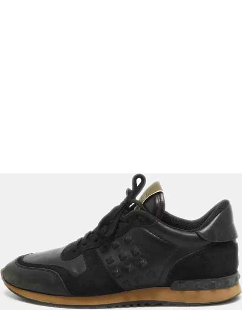 Valentino Black Leather and Suede Rockrunner Sneaker