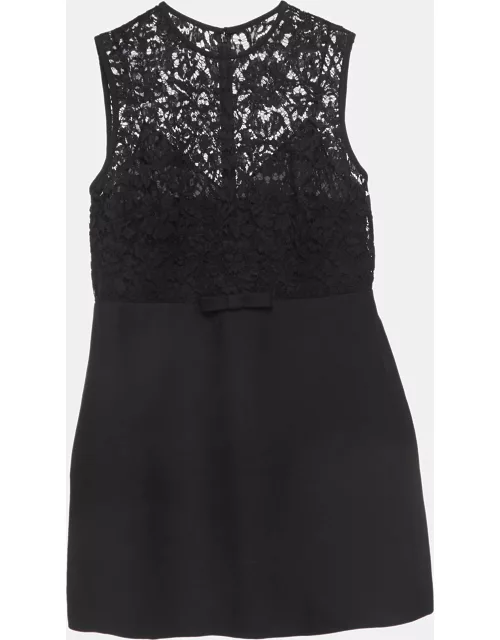 Valentino Black Crepe and Lace Bow Detail Couture Dress