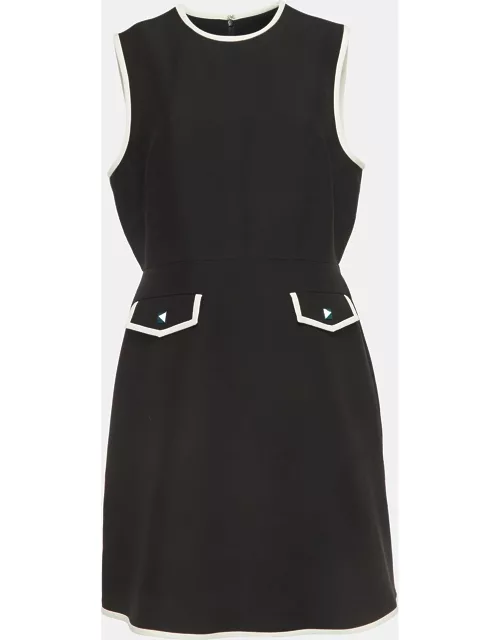 Valentino Black Crepe Stud Button Detail Couture Dress