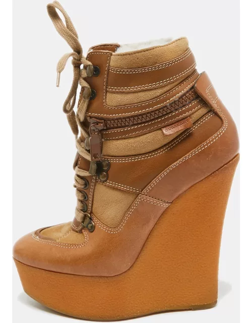 Burberry Brown Leather and Suede Rubber Ankle Boot