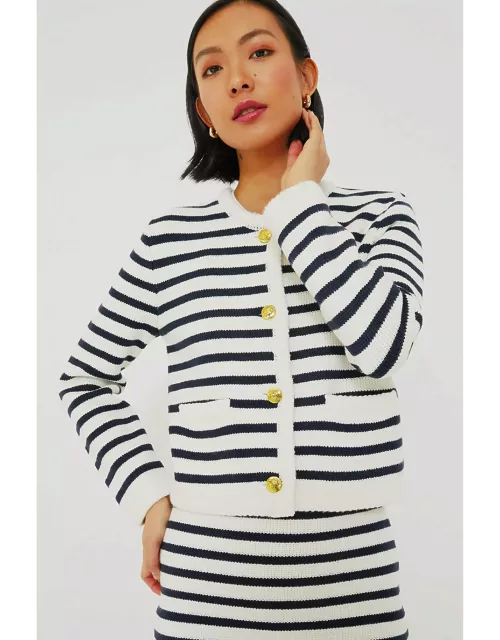 Navy & Cream Stripe Anna Structured Knit Cardigan