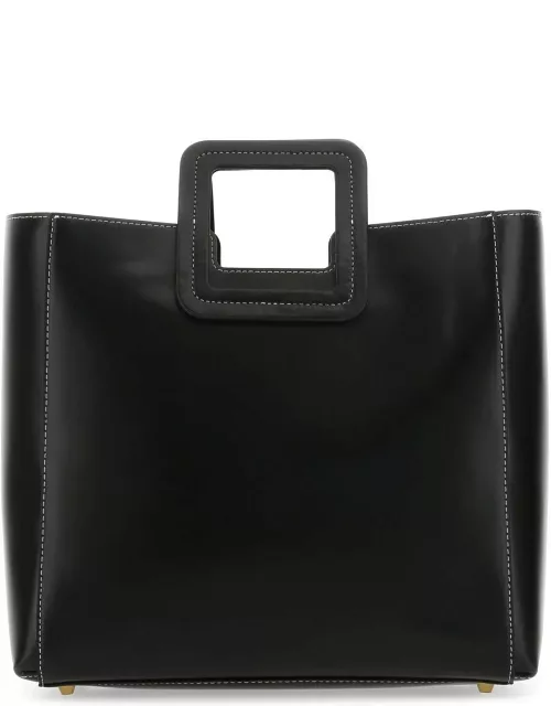 STAUD Black Leather Shirley Shopping Bag