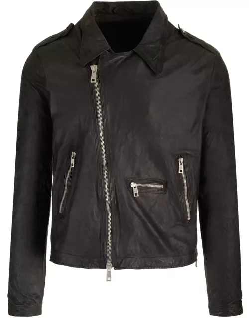 Giorgio Brato Brushed Leather Biker Jacket