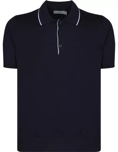 Canali Edges White/blue Polo Shirt