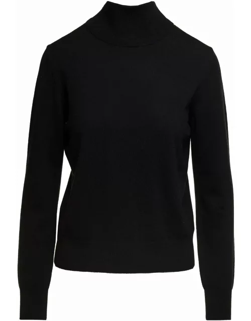 Parosh Black Mock Neck Sweatshirt With Long Sleeves In Wool Blend Woman
