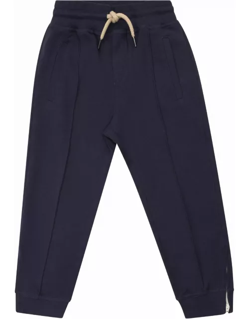 Brunello Cucinelli Techno Cotton Fleece Trousers With Crête And Elasticated Bottom With Zip