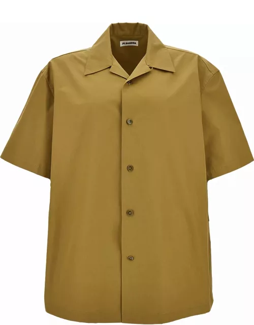 Jil Sander Mustard Yellow Bowling Shirt In Cotton Man