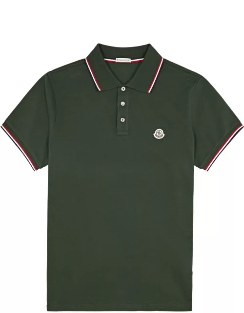 Moncler Piqué Cotton Polo Shirt - Green