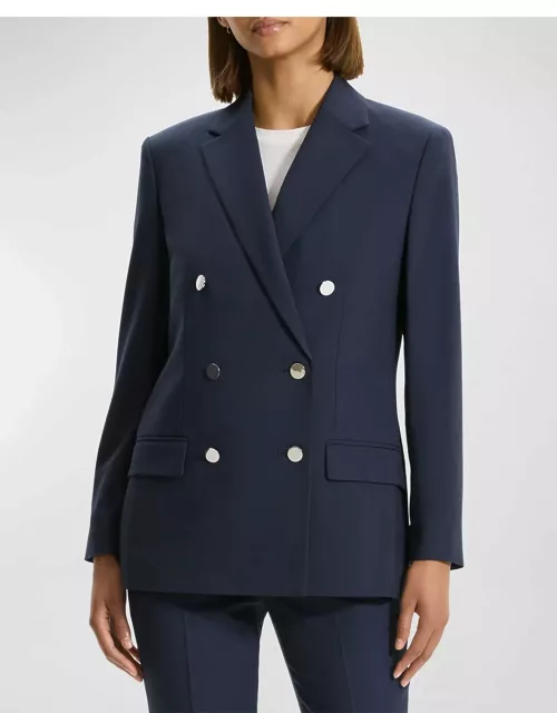 Boxy Double-Breasted Wool-Blend Jacket