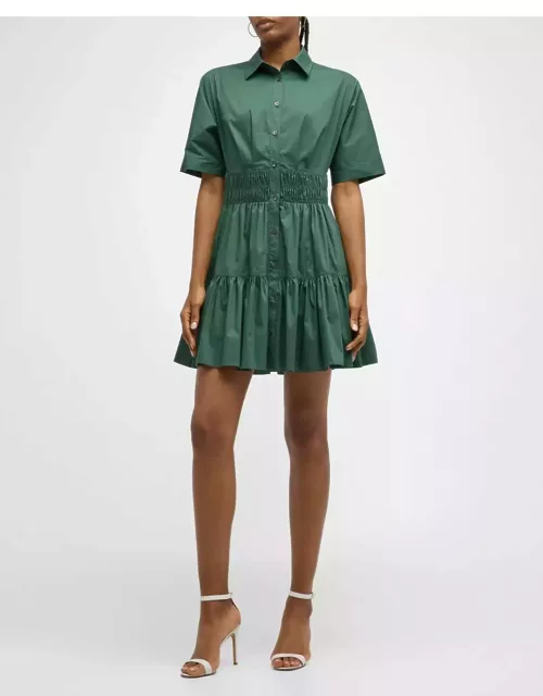 Greta Short-Sleeve Button-Front Mini Dres