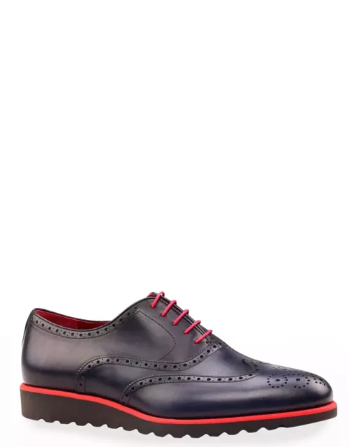 Men's Trax Wing-Tip Leather Platform Oxford Shoe